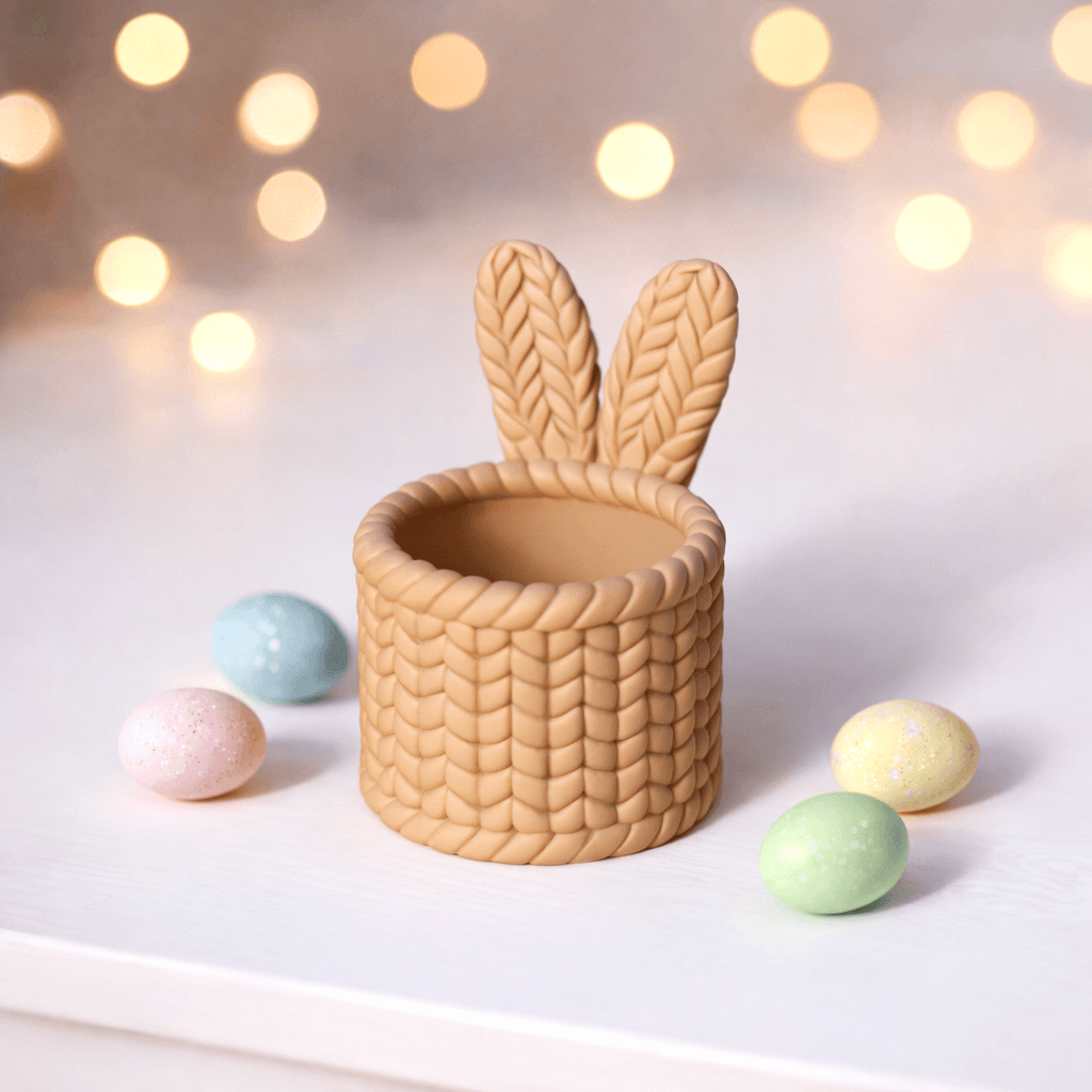 Bunny Ears Basket | Knitted Easter Egg - Candy Holder | Cozy Spring Container Decor 3d model
