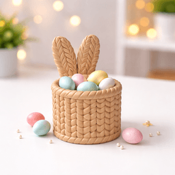 Bunny Ears Basket | Knitted Easter Egg - Candy Holder | Cozy Spring Container Decor 3d model