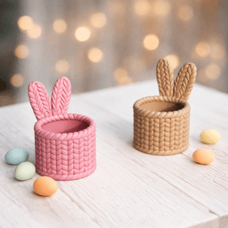 Bunny Ears Basket | Knitted Easter Egg - Candy Holder | Cozy Spring Container Decor 3d model