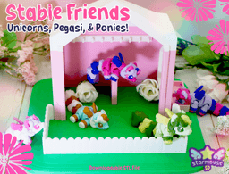 Pony, Unicorn, Pegasus Flexis and Stable Diorama 3d model