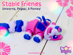 Pony, Unicorn, Pegasus Flexis and Stable Diorama 3d model