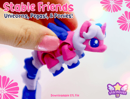 Pony, Unicorn, Pegasus Flexis and Stable Diorama 3d model