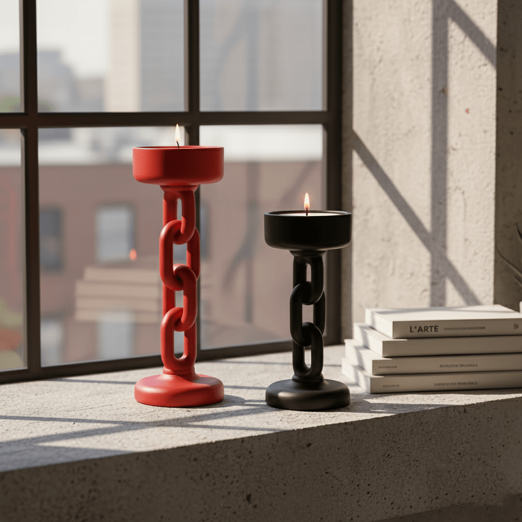 Chain Candle Holder Tealight, 2 Size Set, Chain Candlestick, Postmodern, Rustic & Gothic Decor 3d model
