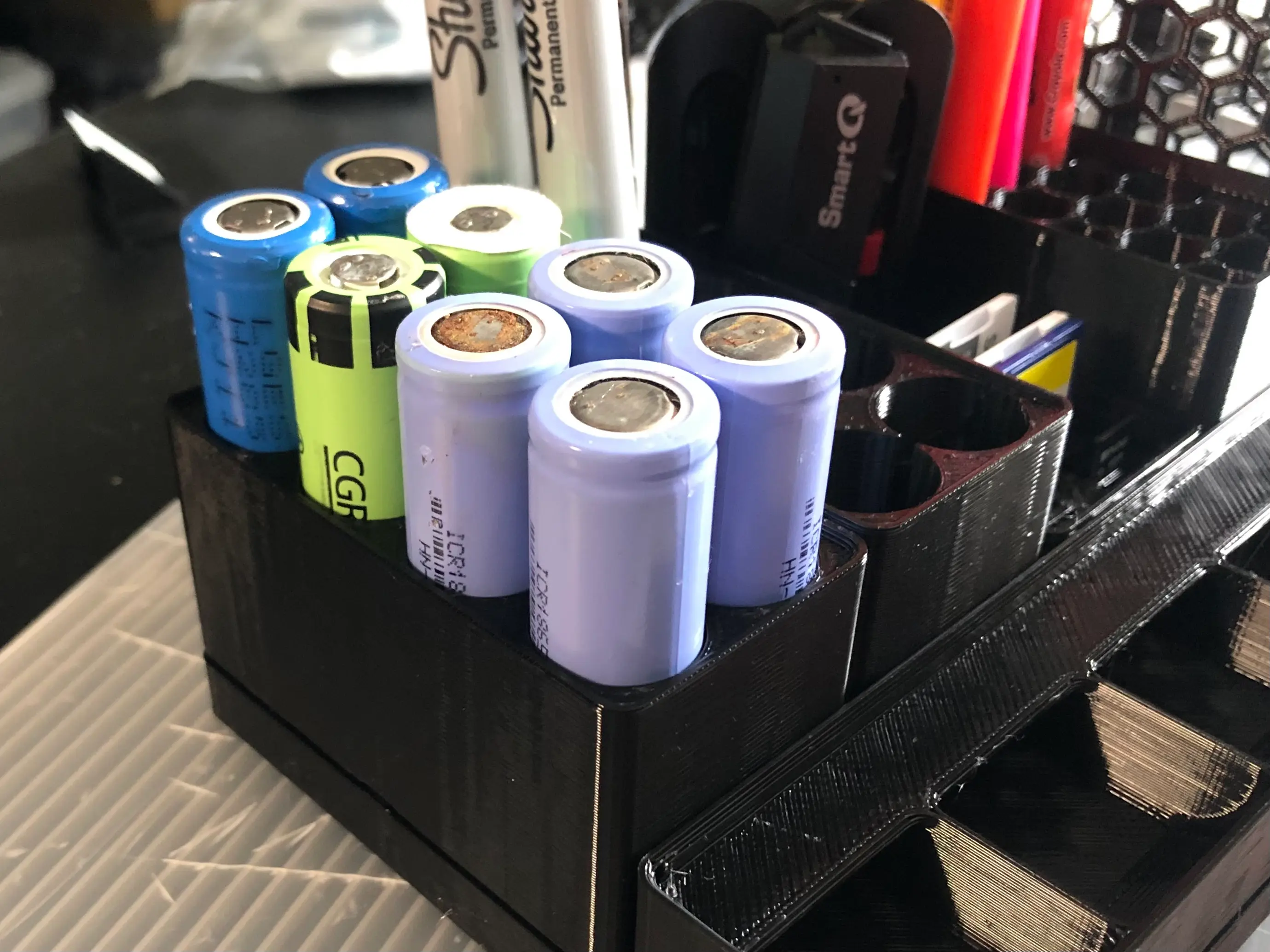 Gridfinity 2x1 8x 18650 Battery Holder 3d model