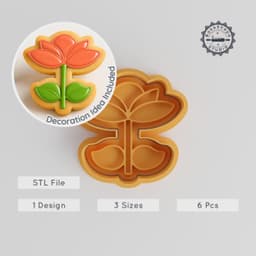 Open Flower Shape Cutter & Stamp, Cookie & Fondant Tool, Floral Blossom in S/M/L, 6-Piece Set PRODUCT_418 3d model
