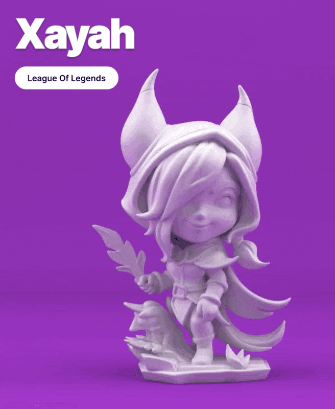 Xayah Inspired Fantasy Rogue – Stylized STL & OBJ Figure for 3D Printing 3d model