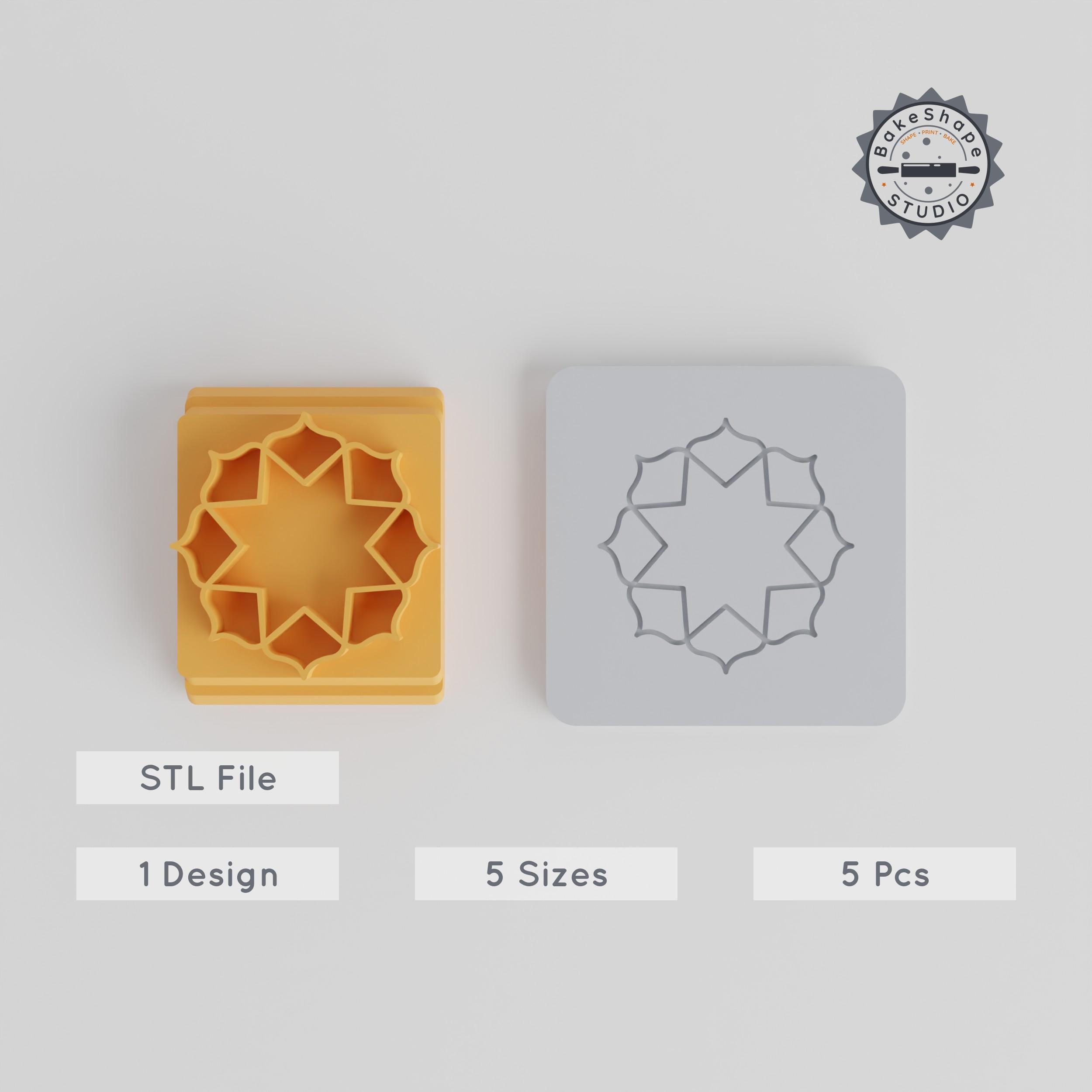 Mandala Stamp Tile Set, 5 Sizes, Perfect for Clay, Cookies & Fondant, Henna Art Decorative Circle, Intricate Artistic Ornament PRODUCT_5219 3d model