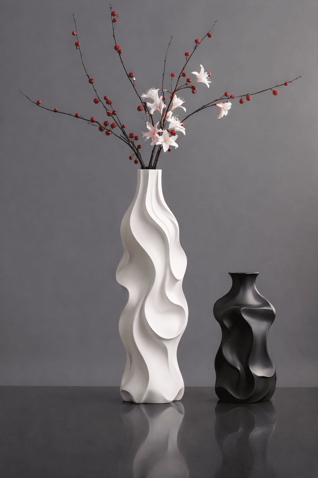 Fluid Wave Sculptural Vase Set – Organic Modern 3D Design 3d model