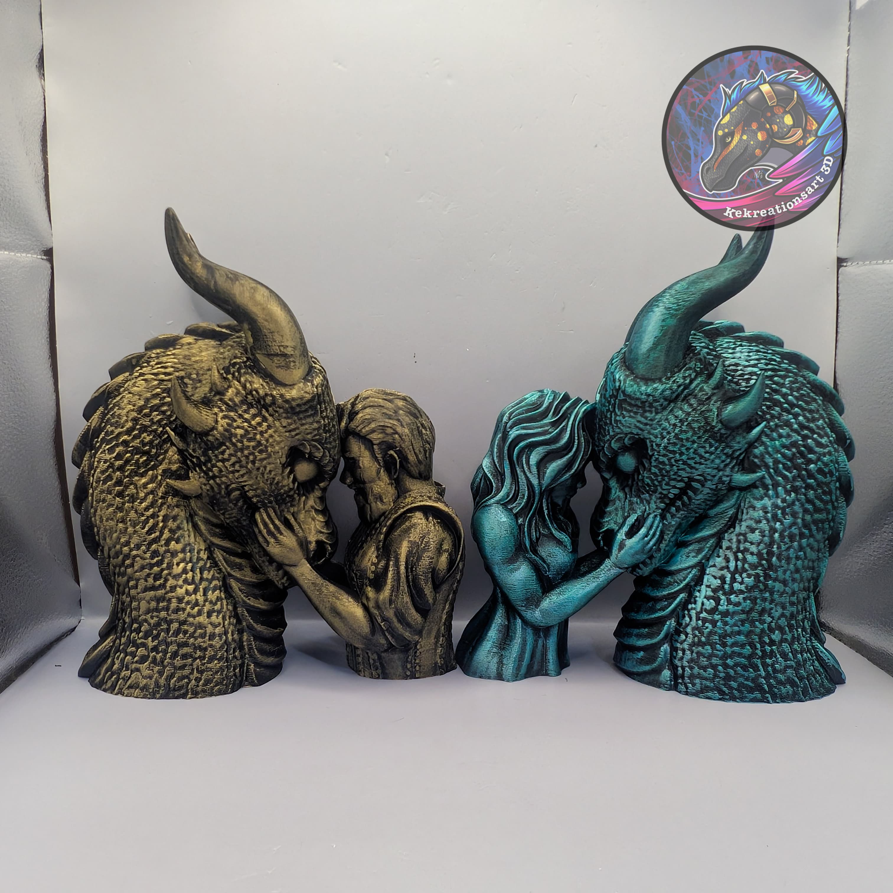 dragon rider statue decor 3d model