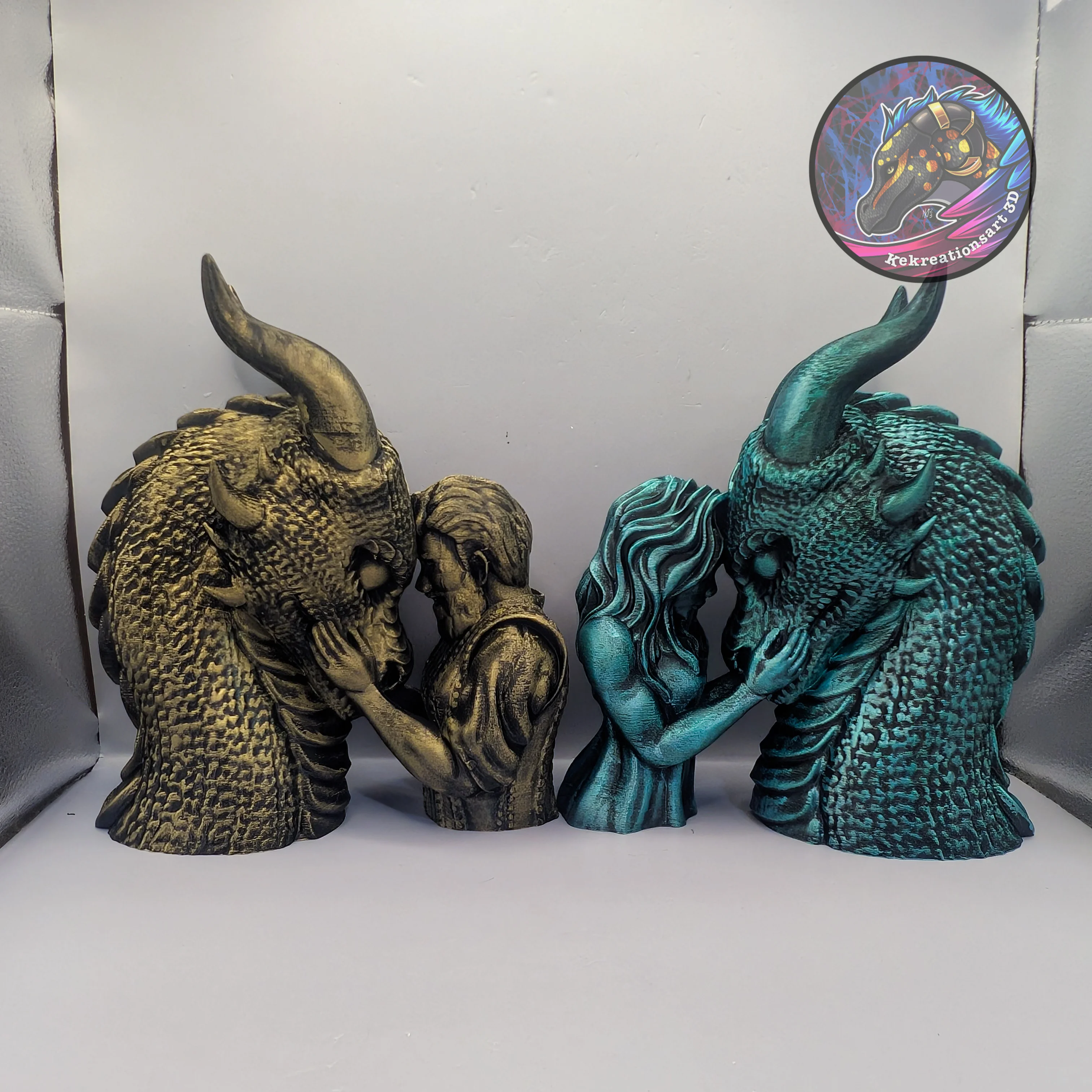 dragon rider statue decor 3d model