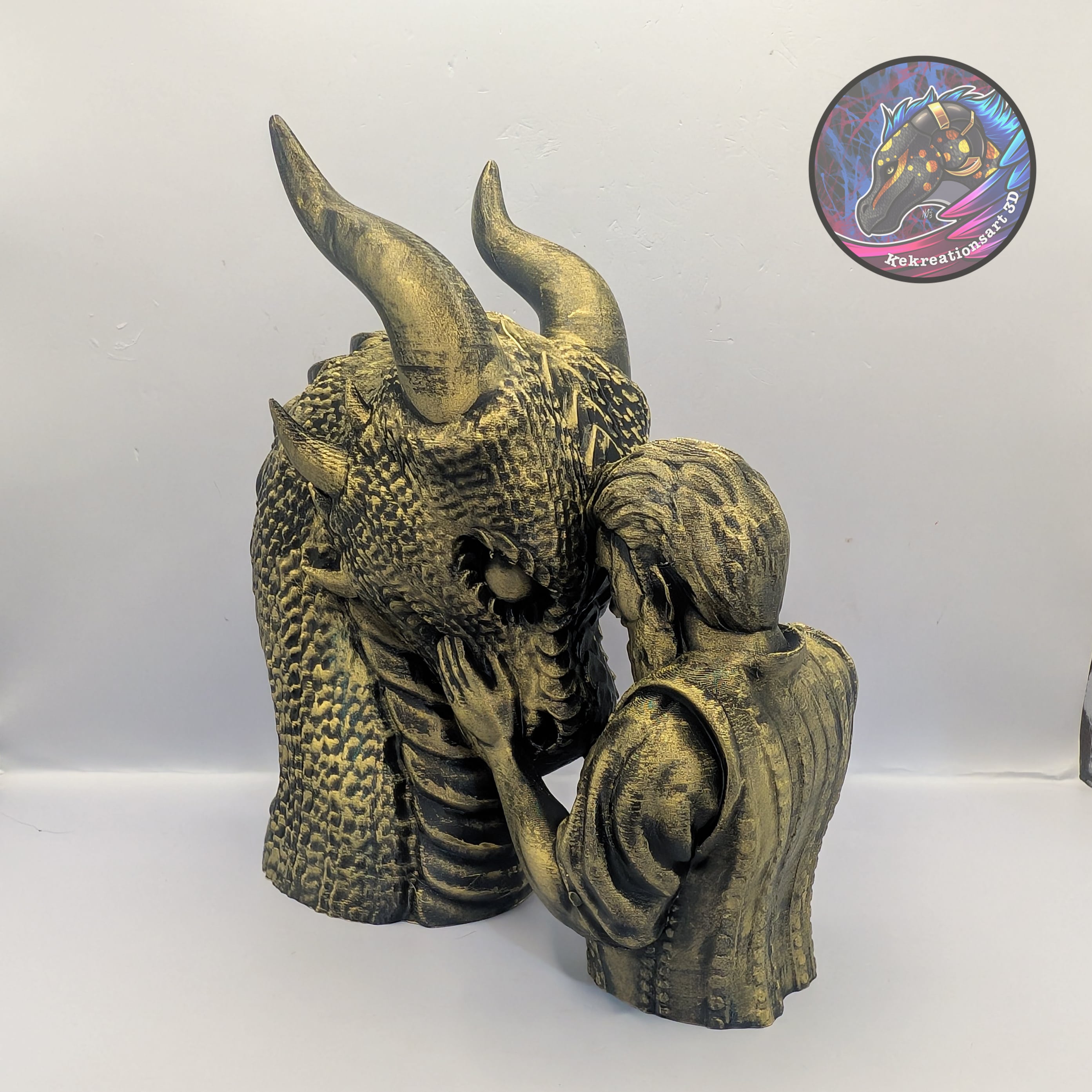 dragon rider statue decor 3d model
