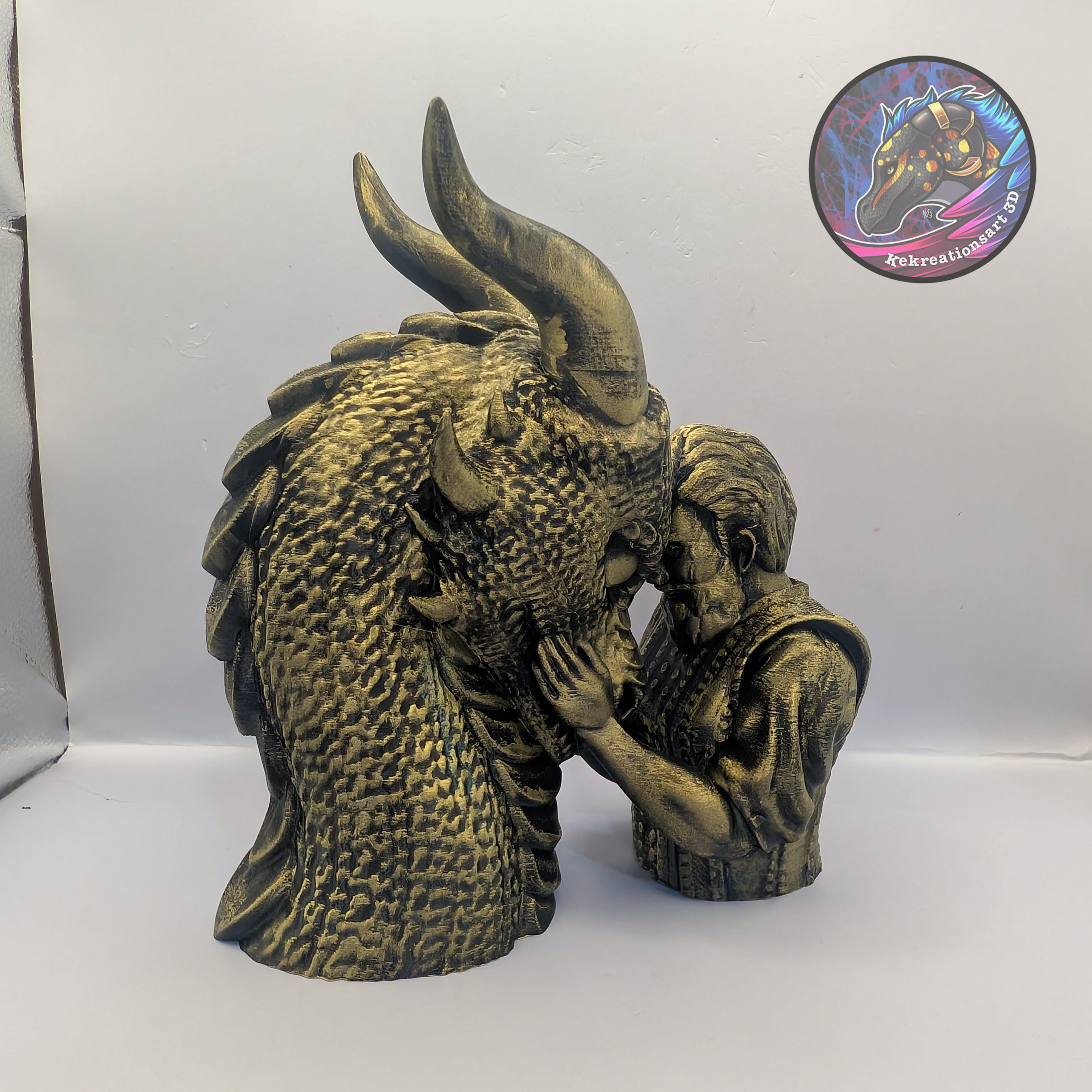 dragon rider statue decor 3d model