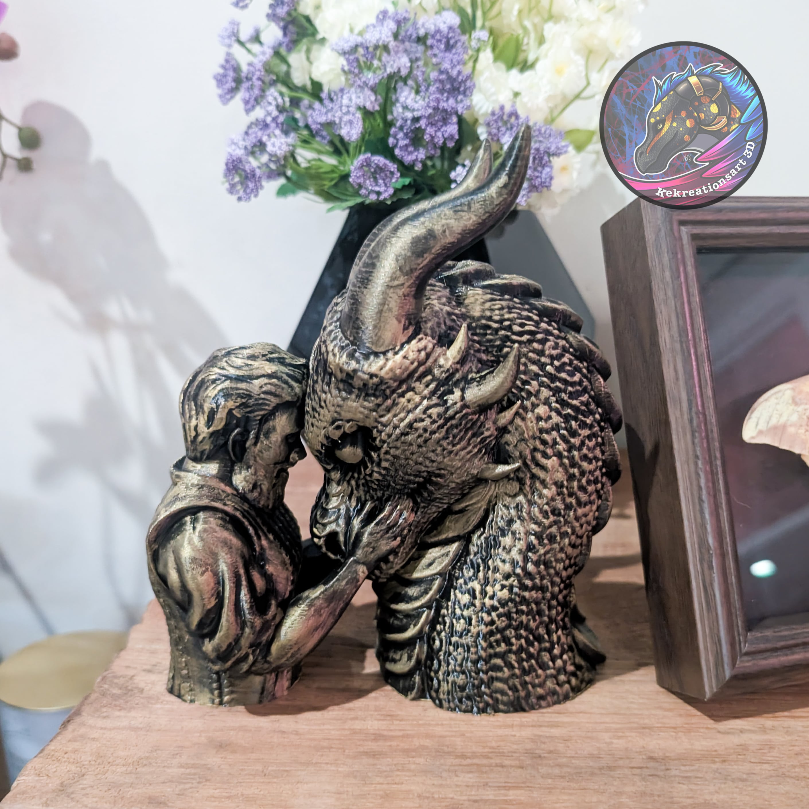 dragon rider statue decor 3d model