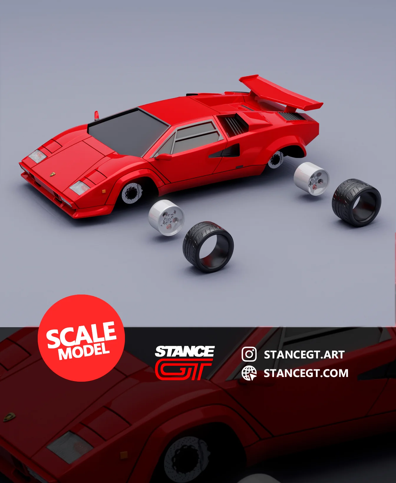 Lamborghini Countach | SCALED 1/64 | Model kit car 3d model