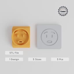 Anguished Face Stamp Tile Set, 5 Sizes for Cookies & Clay, Sad & Surprised Emoji, Worried & Distressed Expression Mold PRODUCT_2476 3d model