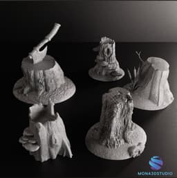 5 Pre-Supported Chopped Tree Models 3d model