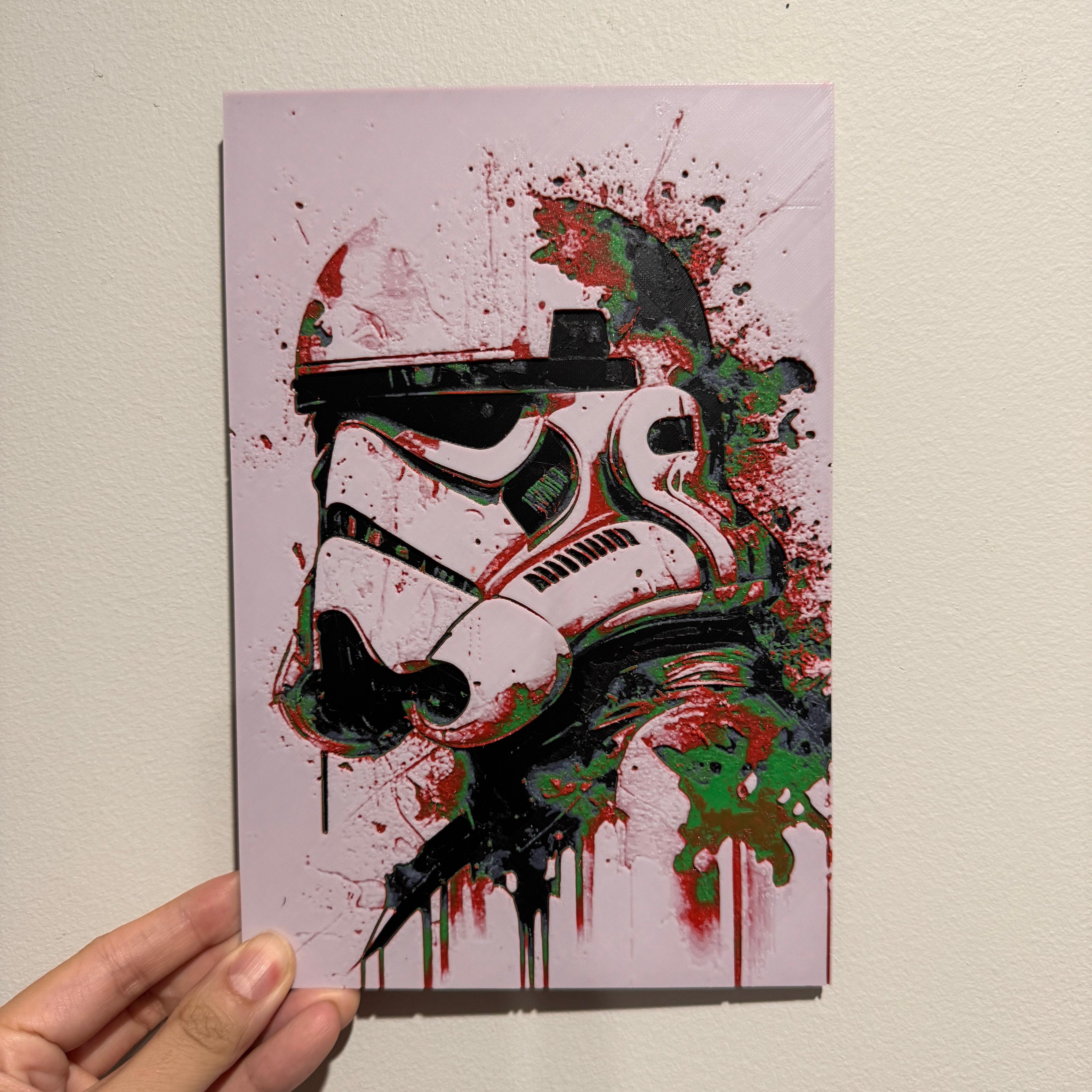 Stormtrooper Christmas Splatter Art - HueForge Print 3d model