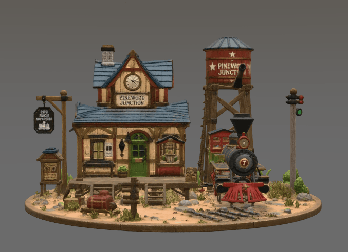 Pinewood Junction Railway Station STL File for 3D Print 3d model