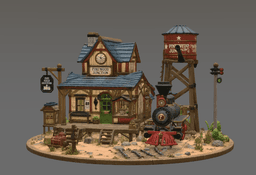 Pinewood Junction Railway Station STL File for 3D Print 3d model