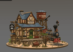 Pinewood Junction Railway Station STL File for 3D Print 3d model