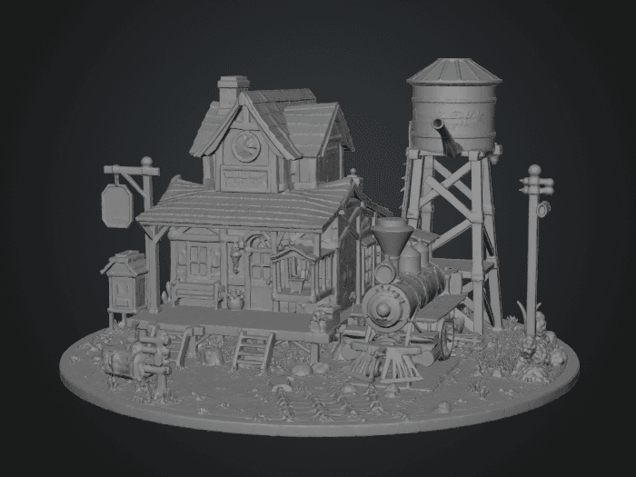 Pinewood Junction Railway Station STL File for 3D Print 3d model