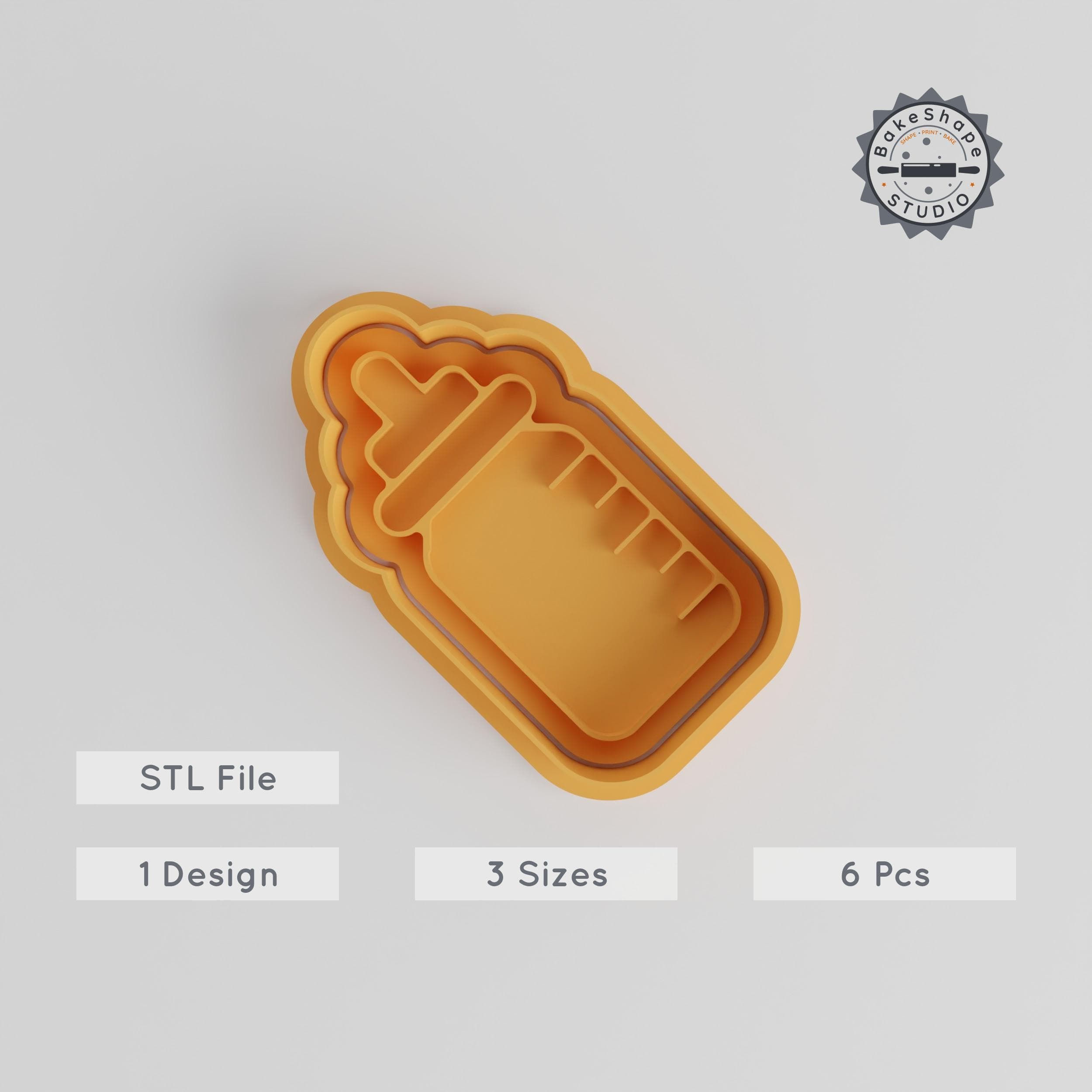 Baby Bottle Shape Cutter & Stamp, Cookie & Fondant Decorating Set, Infant Feeding Bottle Design, Sizes S/M/L PRODUCT_3579 3d model