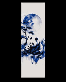 The peace loving panda basking in the Moonlight Ink painting - Set ob Bookmarks 3d model
