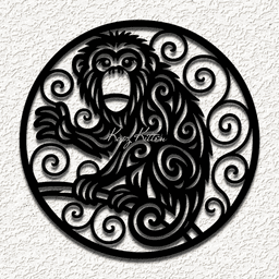 stained glass monkey 2 wall art home decor 3d model