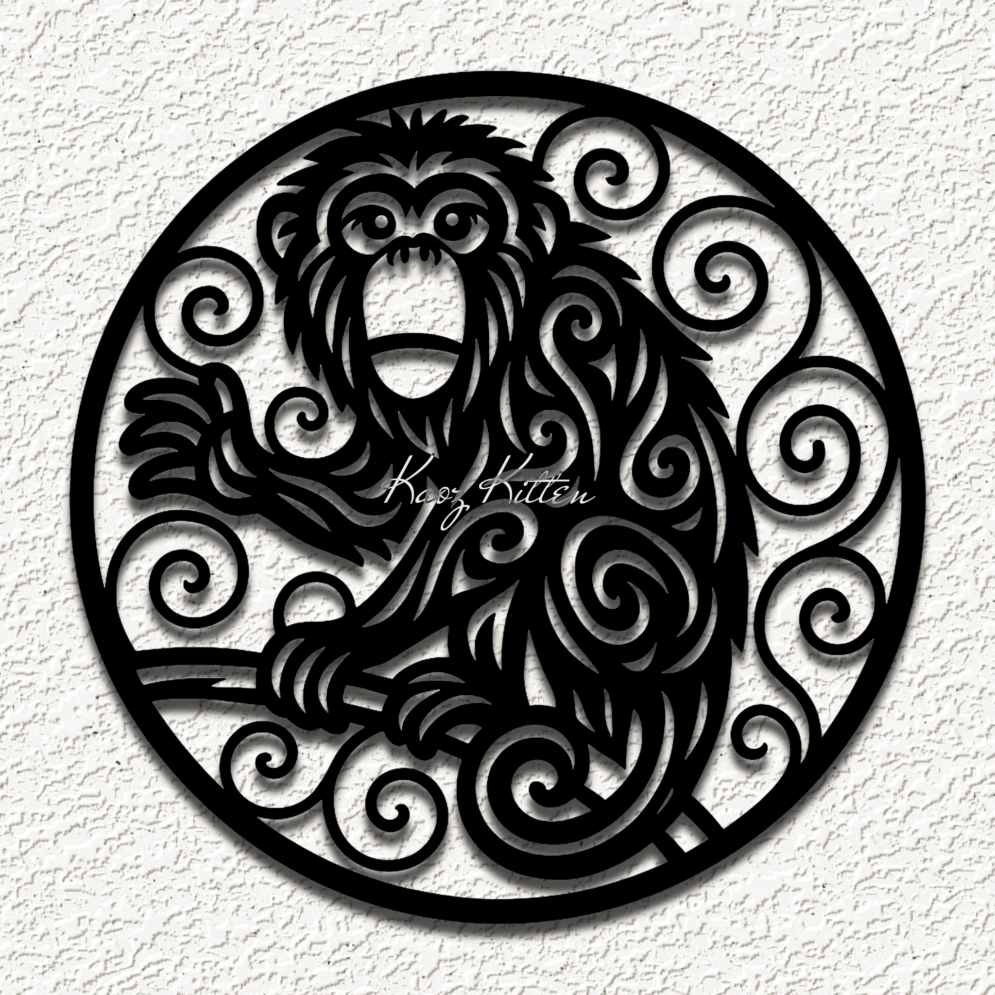 stained glass monkey 2 wall art home decor 3d model