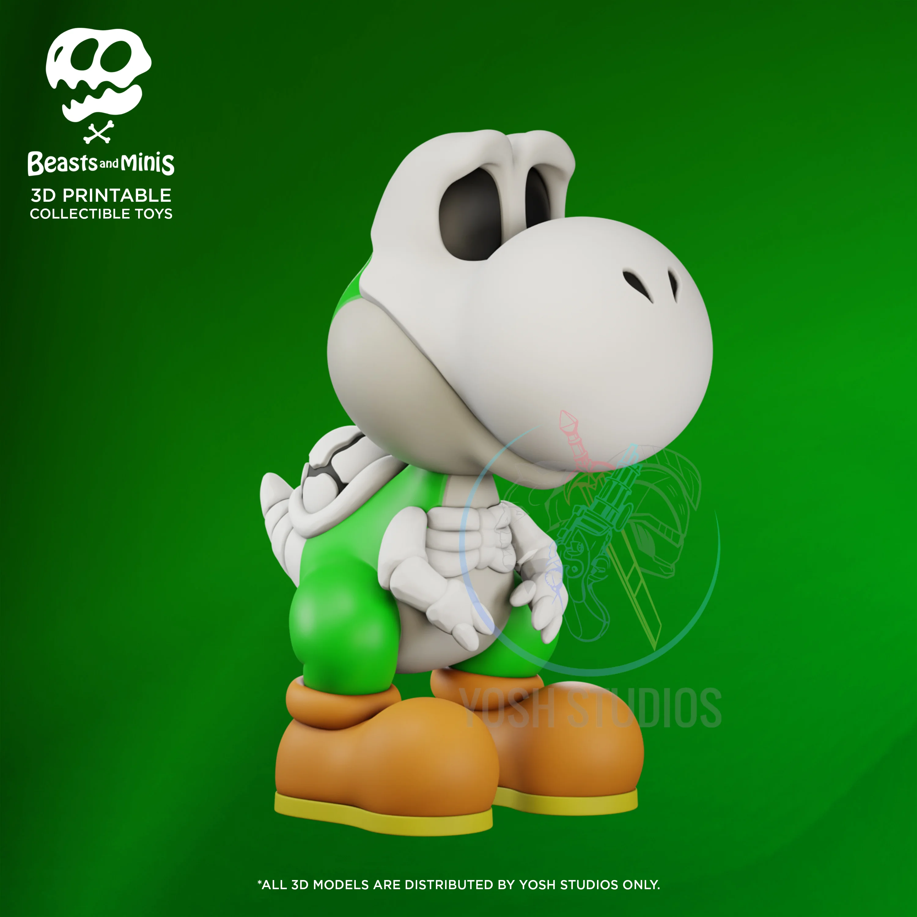 Boney Green Dinosaur 3D Printer STL file 3d model