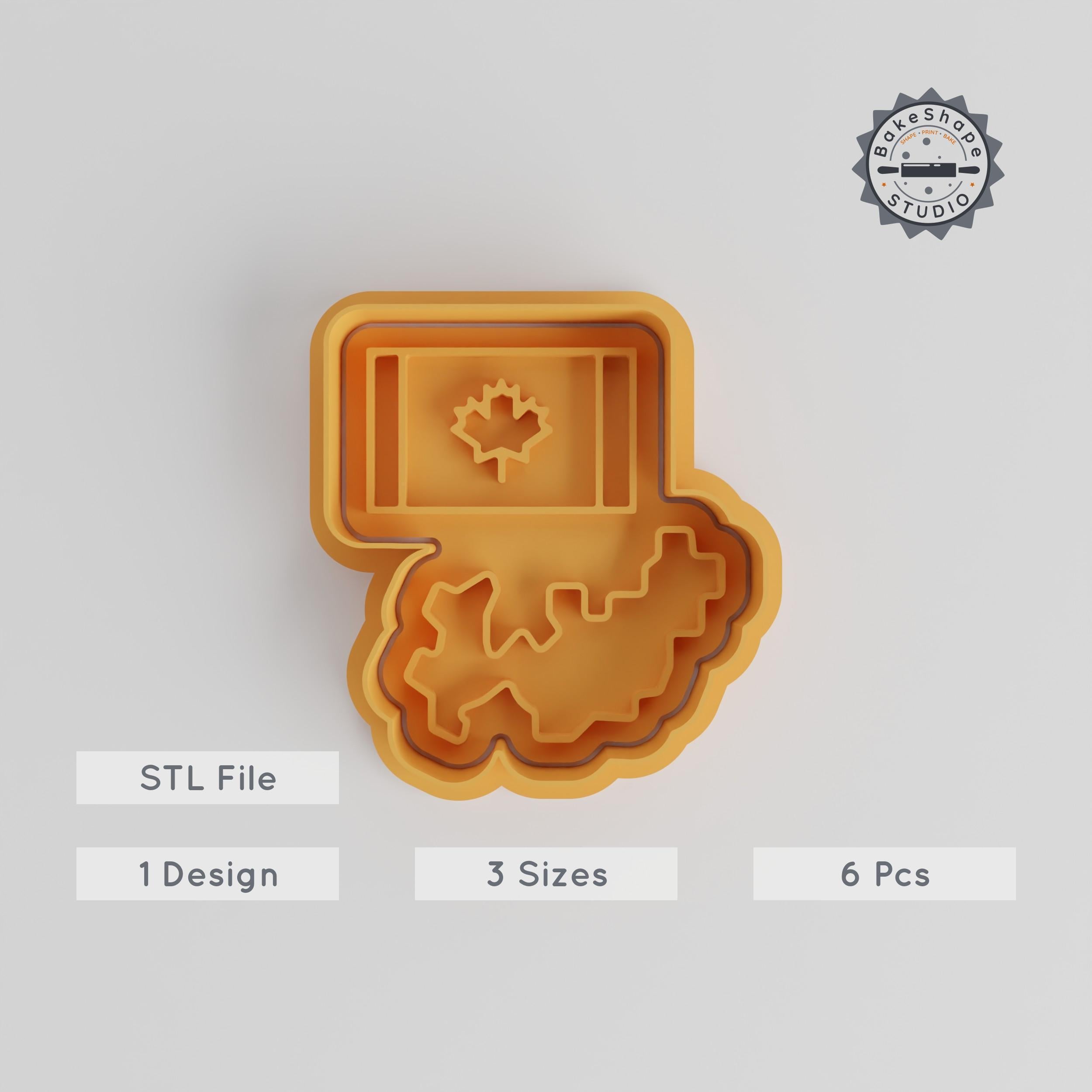 Map Shape Cutter & Stamp Bundle, Cookie & Fondant Decorations, 6 Pieces, S/M/L, Route Guide, Travel Path, Navigation, Wayfinder PRODUCT_5485 3d model