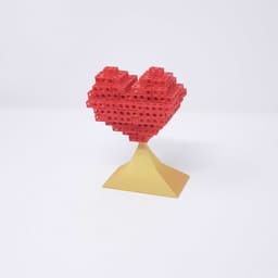 Heart shaped Tetris puzzle with a stand 3d model