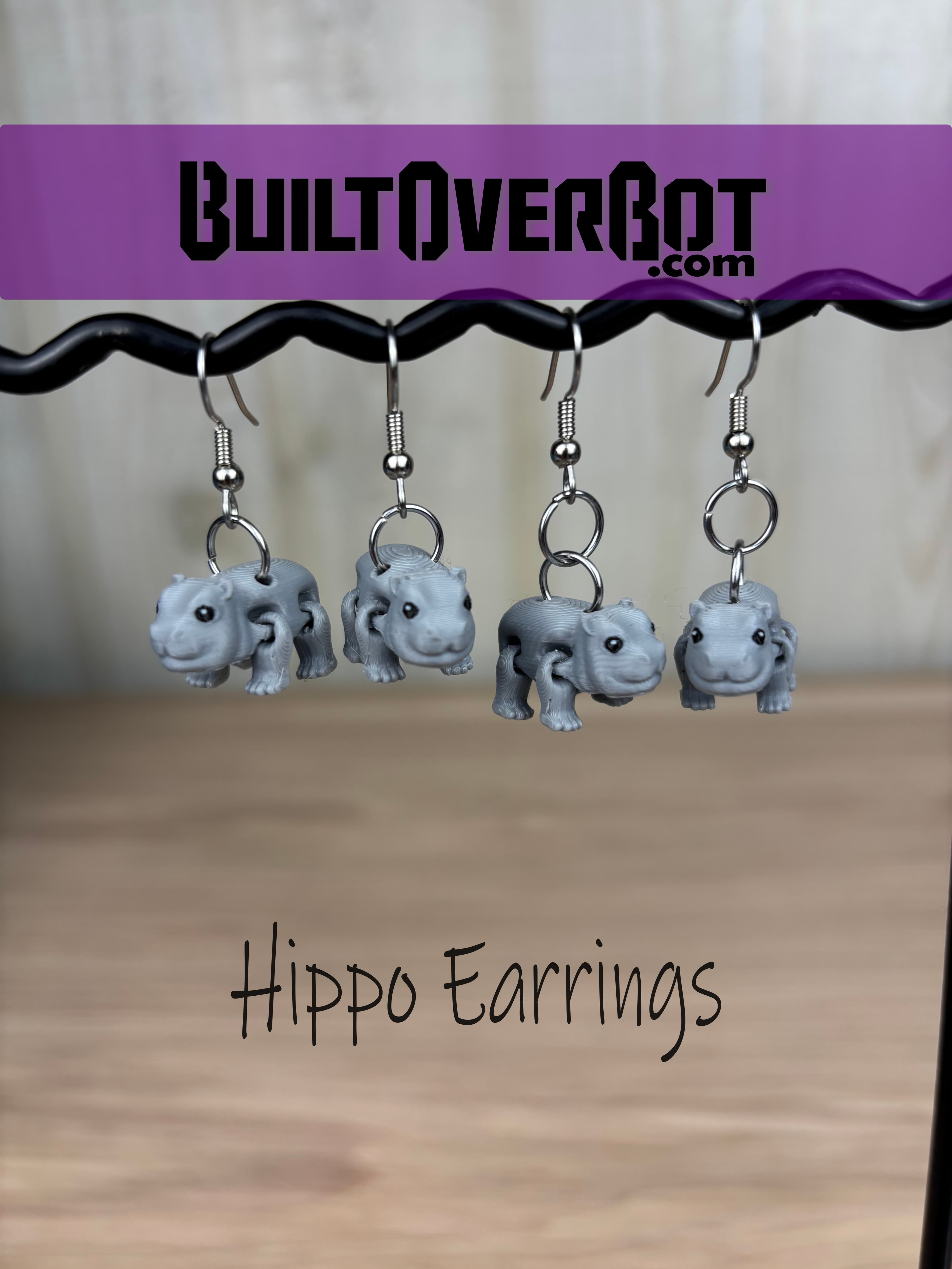Hippo Earrings 3d model