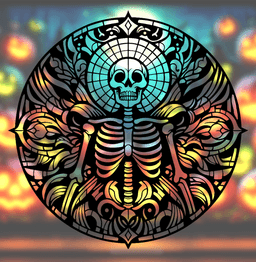 Spooky Halloween Skeleton Mandala Art – 2D geometric wall art (Stained Glass Style) 3d model