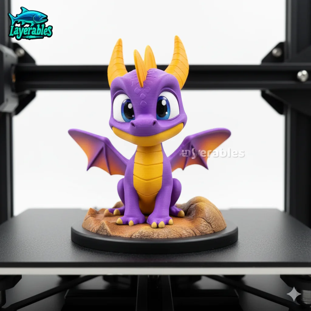 Spyro STL – Chibi Dragon 3D Print Model – Cute Fan Art for Gamers & Fantasy Collectors 3d model