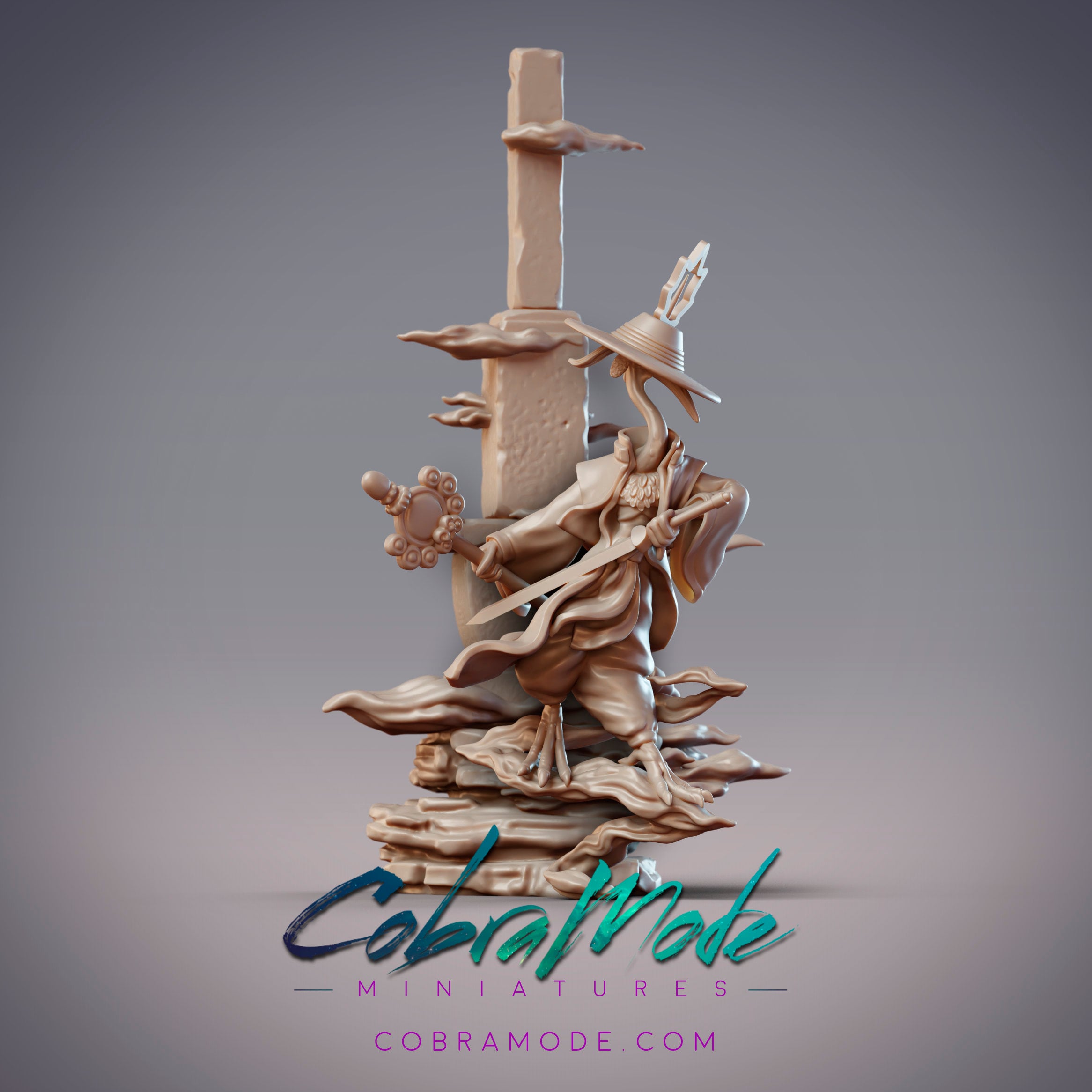 Cranefolk Mystic Swordsman - LiuYi, Feixian Warrior (Pre-Supported) 3d model