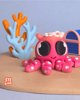 Cute articulated Octopus with playset - Ollie 3d model