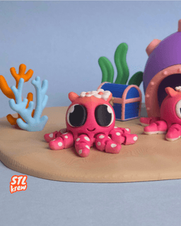 Cute articulated Octopus with playset - Ollie 3d model