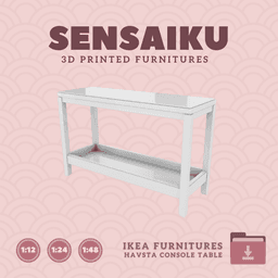 Miniature Replica HAVSTA Console Table for Miniature Dollhouse - IKEA (1:12,24,48) - 3D Print Instan 3d model