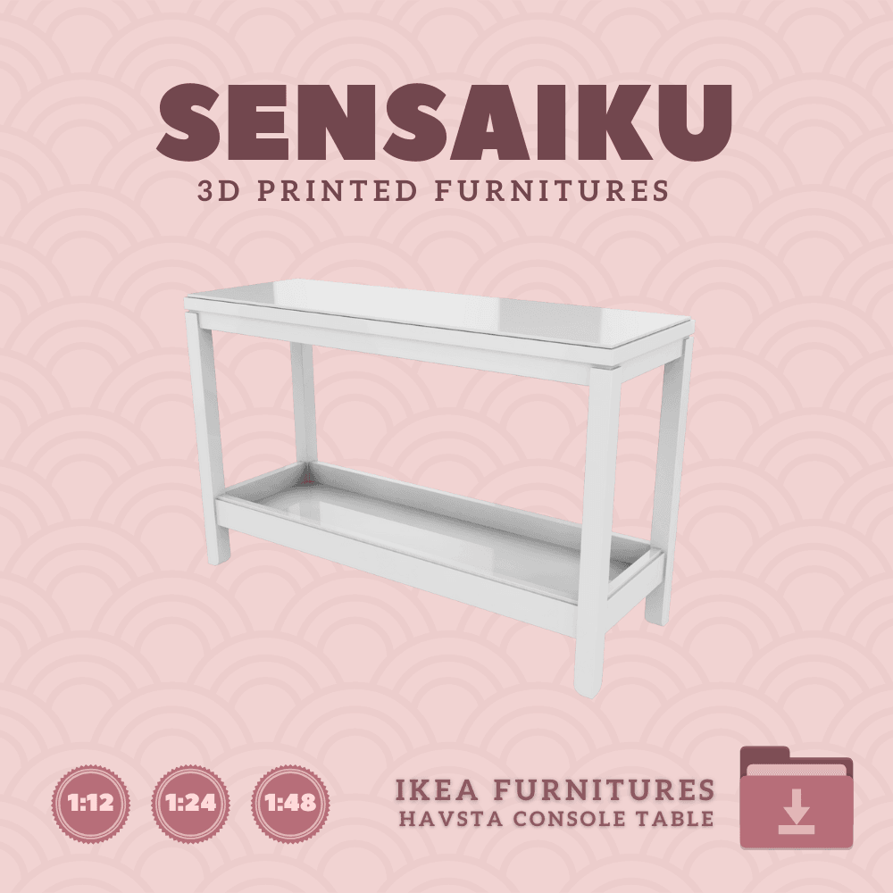 Miniature Replica HAVSTA Console Table for Miniature Dollhouse - IKEA (1:12,24,48) - 3D Print Instan 3d model