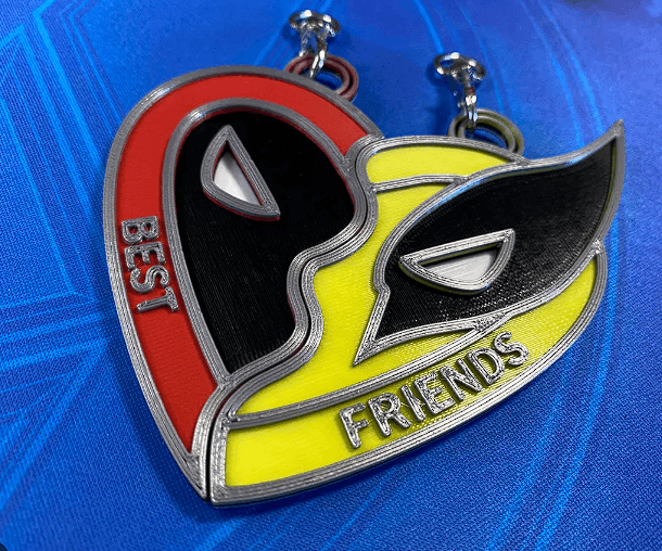Deadpool and Wolverine Pendant with and without keychain holder 3d model