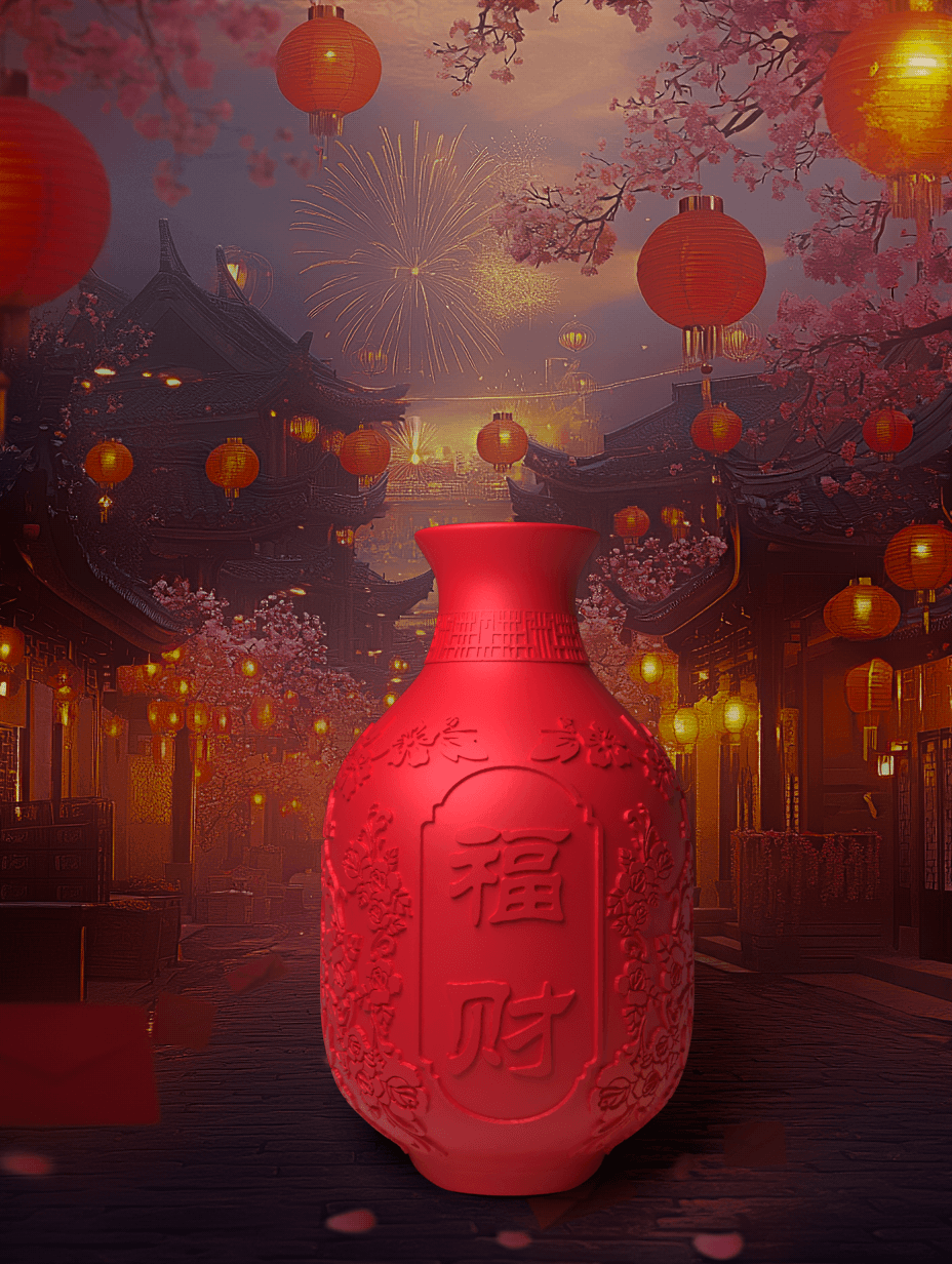 Chinese New Year Vase - Happiness and wealth - 新年福财 3d model