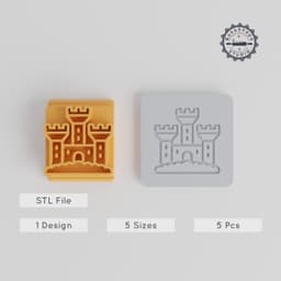 Sandcastle Stamp Tile Set, 5 Sizes for Clay, Cookies & Fondant, Beach & Ocean Craft Design PRODUCT_1663 3d model
