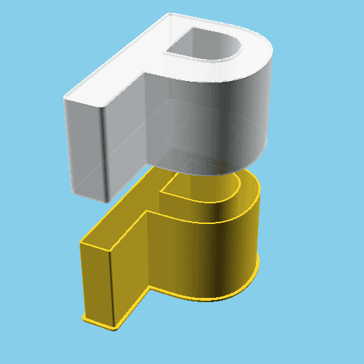LATIN CAPITAL LETTER P, nestable box (v1) 3d model