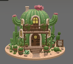 Cactus Cottage House STL File for 3D Print 3d model