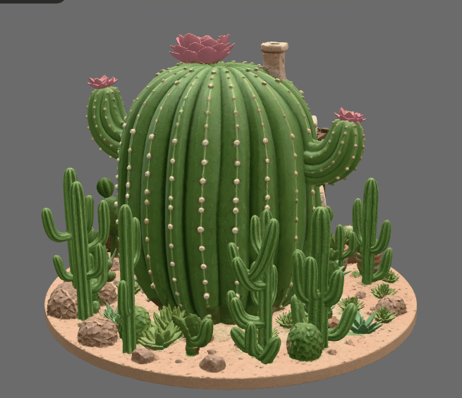 Cactus Cottage House STL File for 3D Print 3d model