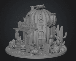 Cactus Cottage House STL File for 3D Print 3d model