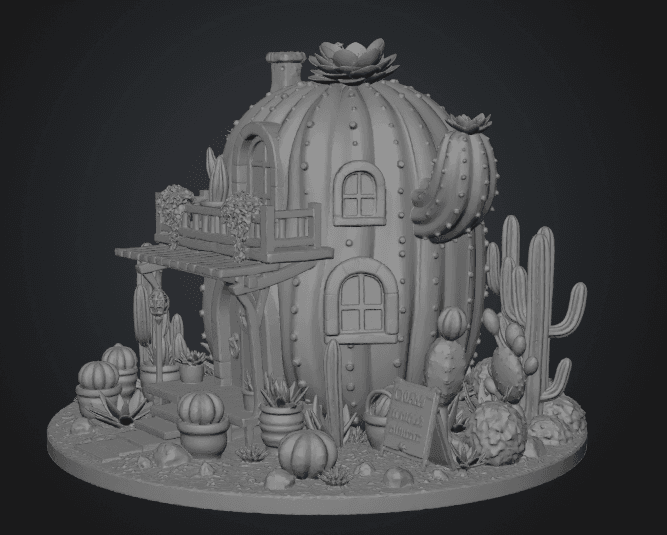 Cactus Cottage House STL File for 3D Print 3d model