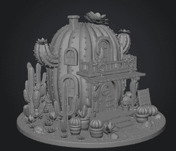 Cactus Cottage House STL File for 3D Print 3d model
