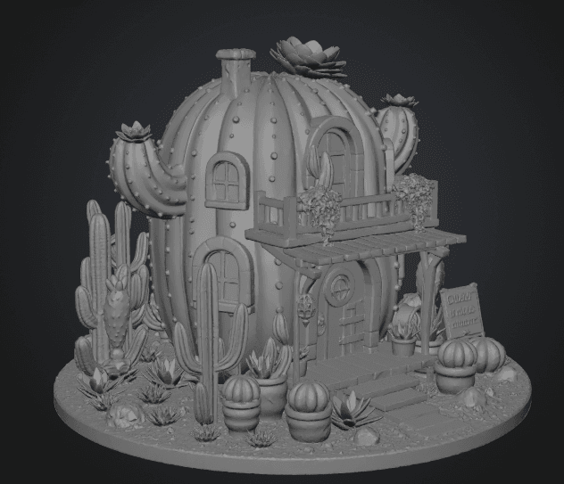 Cactus Cottage House STL File for 3D Print 3d model